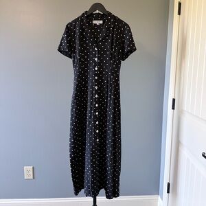 Dress Barn Black Maxi Dress with White Polka Dots